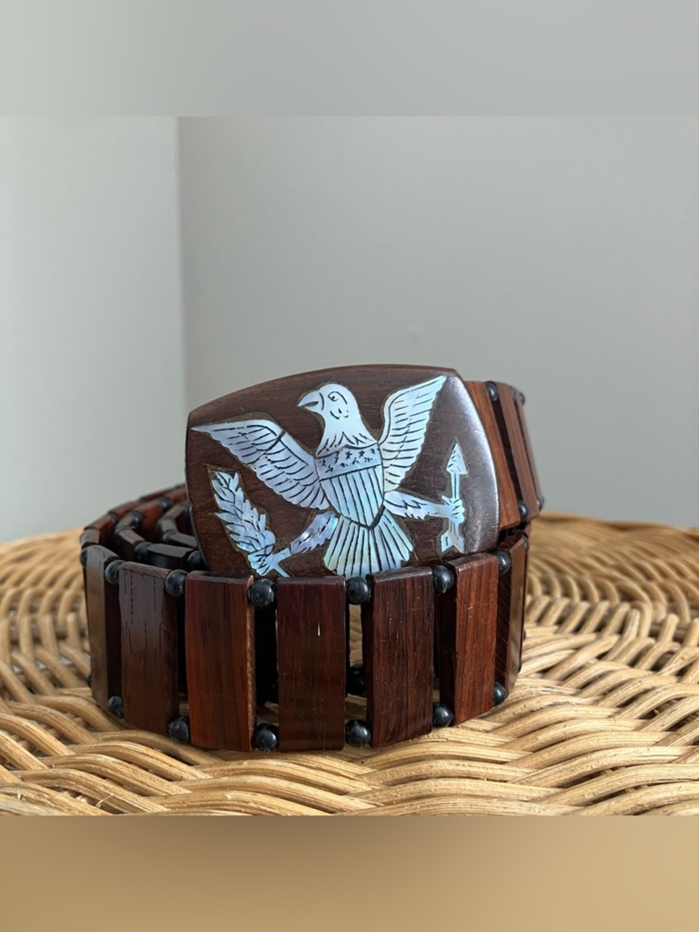 Vintage Wooden Eagle Belt